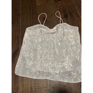 Vintage 90s VS Floral Camisole Top Pink White Satin M no tags